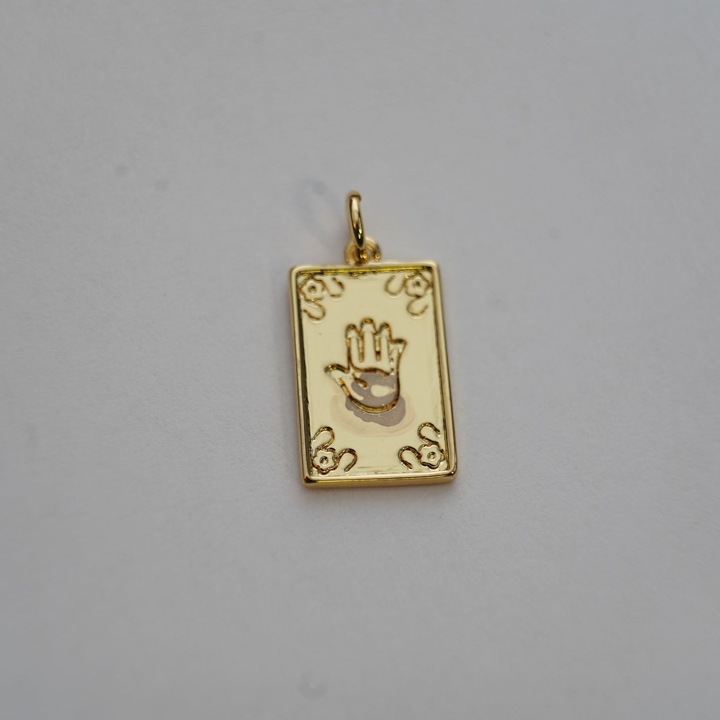 18K Gold Filled Rectangle Hamsa Hand Pendant,Hand Hamsa Charm Necklace for DIY Jewelry Making Supply