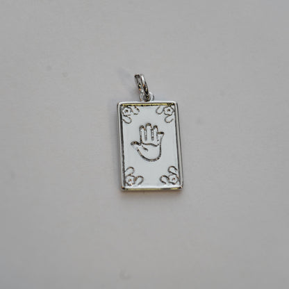 18K Gold Filled Rectangle Hamsa Hand Pendant,Hand Hamsa Charm Necklace for DIY Jewelry Making Supply