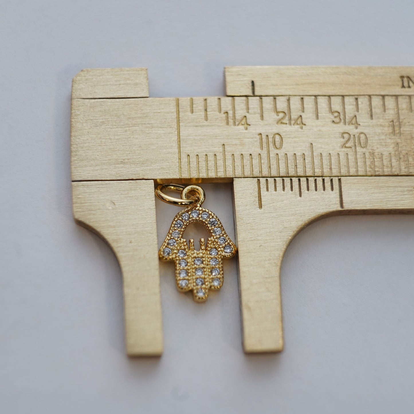18K Gold Filled Tiny Hamsa Pendant,CZ Hand Hamsa Charm Necklace for DIY Jewelry Making Supply