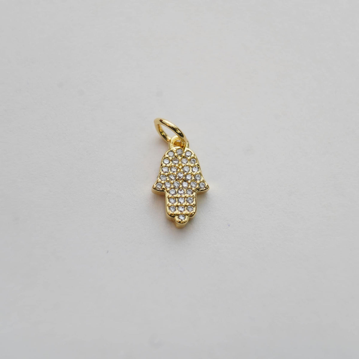 18K Gold Filled Hamsa Pendant,CZ Hand Hamsa Charm Necklace for DIY Jewelry Making Supply