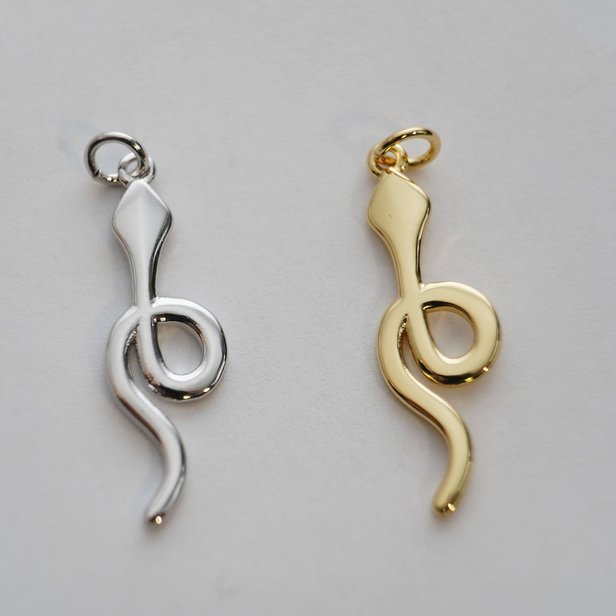 18K Gold Filled Snake Pendant,Silver Snake Charms Bracelet Necklace for DIY Jewelry Making Supply