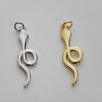 18K Gold Filled Snake Pendant,Silver Snake Charms Bracelet Necklace for DIY Jewelry Making Supply