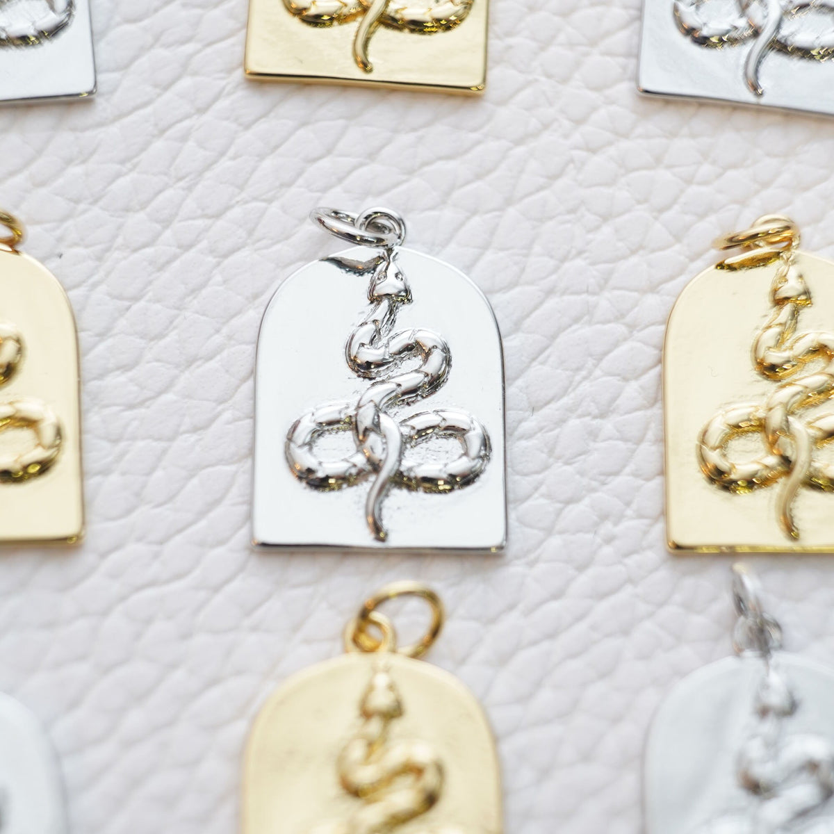 18K Gold Filled Snake Charm Pendant for Jewelry Making