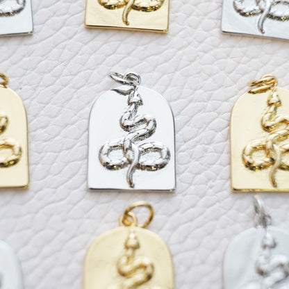 18K Gold Filled Snake Charm Pendant for Jewelry Making
