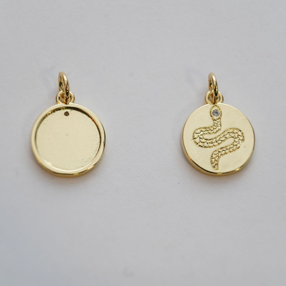 18K Gold Filled Snake CZ Charm Pendant for Jewelry Making