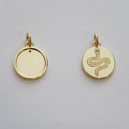 18K Gold Filled Snake CZ Charm Pendant for Jewelry Making