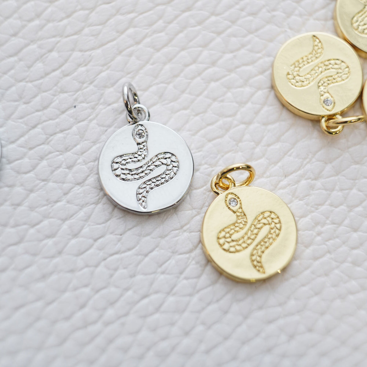 18K Gold Filled Snake CZ Charm Pendant for Jewelry Making
