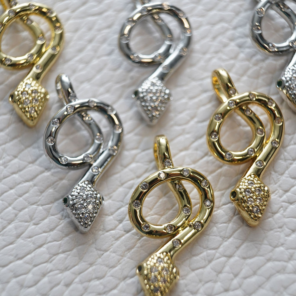 Gold Snake charms,18K Gold Filled Snake Pendant,Silver Snake Charms Bracelet Necklace for DIY Jewelry Making Supply