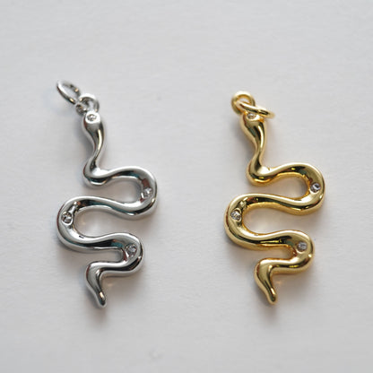 Gold Snake charms,18K Gold Filled Oval Snake Pendant,Silver Snake Charms Bracelet Necklace for DIY Jewelry Making Supply