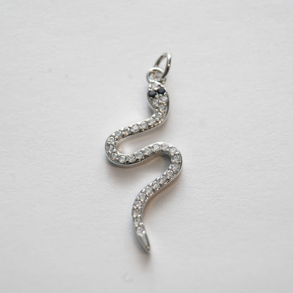 18K Gold Filled Snake CZ Charm Pendant for Jewelry Making