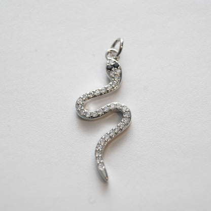 Gold Snake charms,18K Gold Filled CZ Snake Pendant,Silver Snake Charms Bracelet Necklace for DIY Jewelry Making Supply