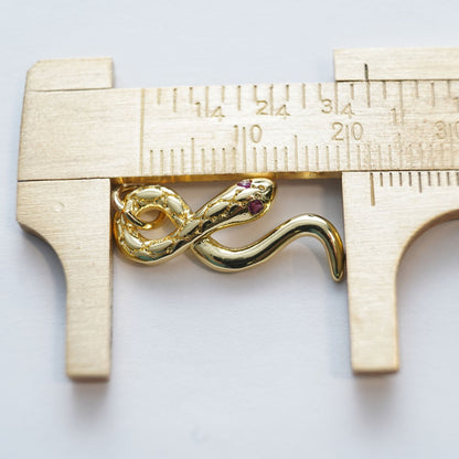 18K Gold Filled Snake CZ Charm Pendant for Jewelry Making