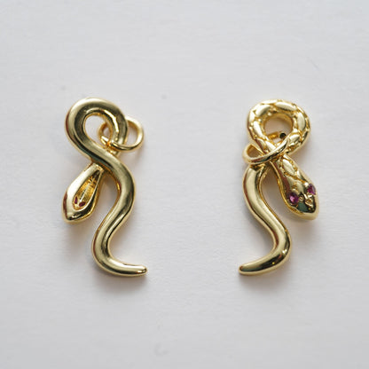 18K Gold Filled Snake CZ Charm Pendant for Jewelry Making