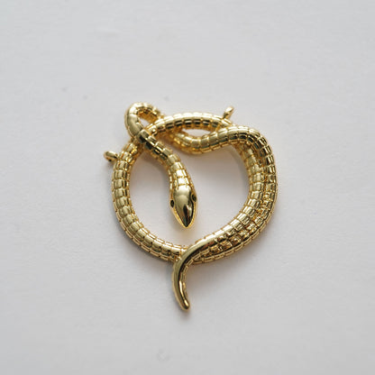Gold Snake charms,18K Gold Filled CZ Snake Pendant,Silver Snake Charms Bracelet Necklace for DIY Jewelry Making Supply
