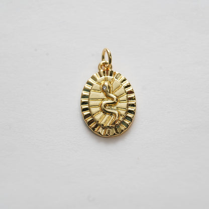 Gold Snake charms,18K Gold Filled Oval Snake Pendant,Silver Snake Charms Bracelet Necklace for DIY Jewelry Making Supply