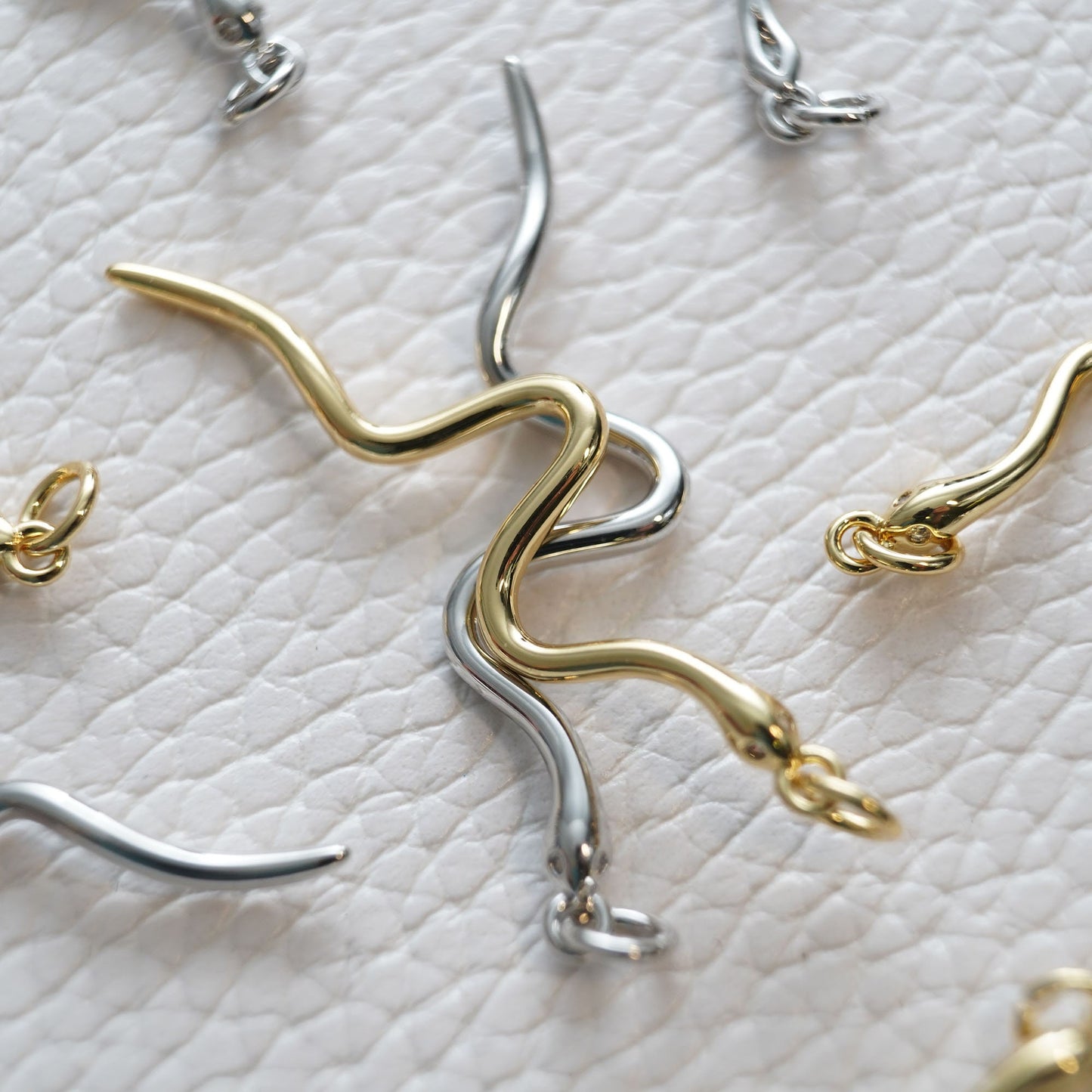 Gold Snake charms,18K Gold Filled Snake Pendant,Silver Snake Charms Bracelet Necklace for DIY Jewelry Making Supply