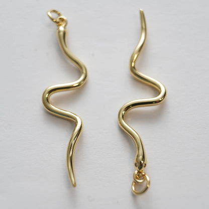 Gold Snake charms,18K Gold Filled Snake Pendant,Silver Snake Charms Bracelet Necklace for DIY Jewelry Making Supply