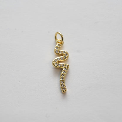 Gold Snake charms,18K Gold Filled CZ Micro Pave Snake Pendant,Silver Snake Charms Bracelet Necklace for DIY Jewelry Making Supply