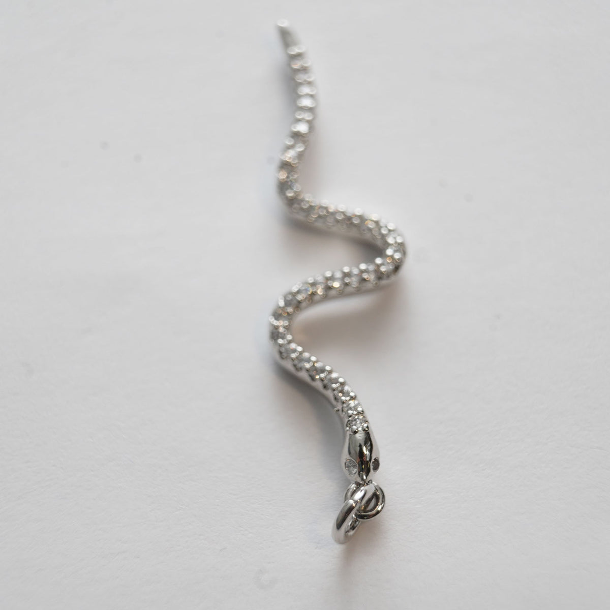 18K Gold Filled Cubic Zirconia Snake Charm Pendant for Jewelry Making