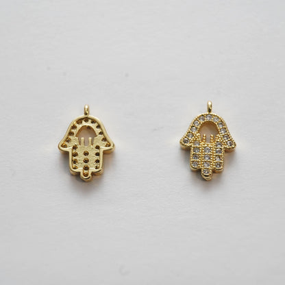 Gold Hamsa Charms,18K Gold Filled CZ Micro Pave Hamsa Pendant,Silver Hamsa Protection Charms Bracelet Necklace for DIY Jewelr