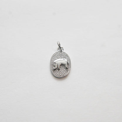 Gold Elephant Charms,18K Gold Filled Oval elephant Pendant,Silver elephant Charm Bracelet Necklace for DIY Jewelry Making Sup