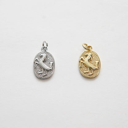 18K Gold Filled Oval Charm Pendant for Jewelry Making