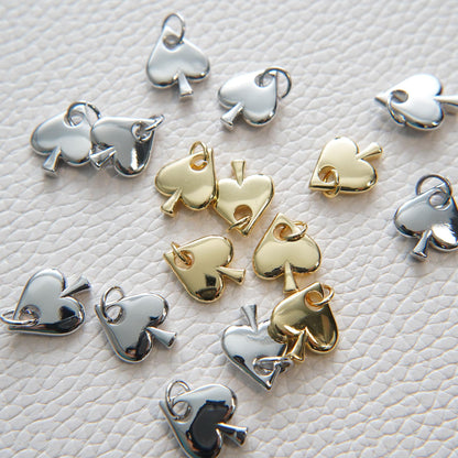 Gold Poker Beads Charms,18K Gold Filled Poker Pendant,Silver Poker Charm Bracelet Necklace for DIY Jewelry Making Supply