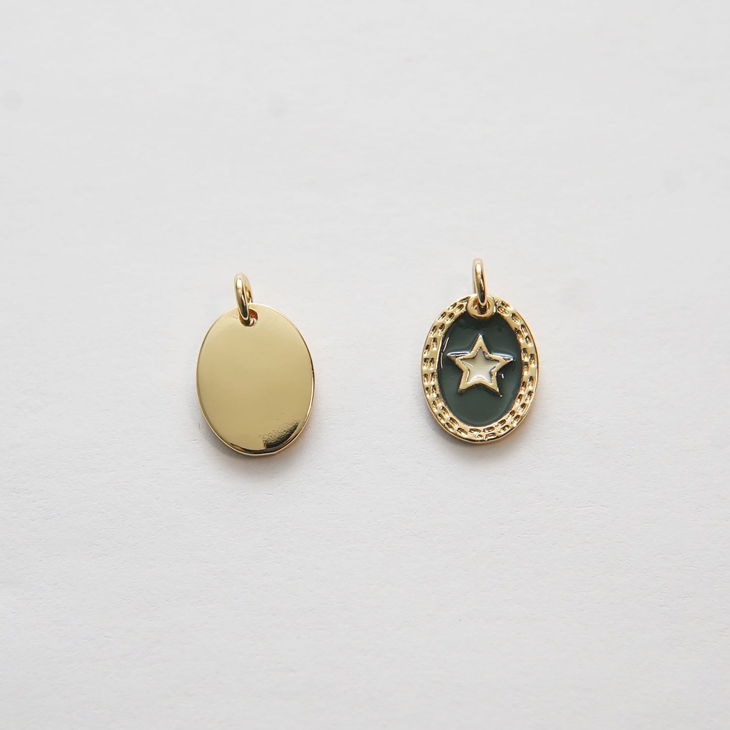 Gold Star Charms,18K Gold Filled Oval Enamel Star Pendant,Star Charm Bracelet Necklace for DIY Jewelry Making Supply