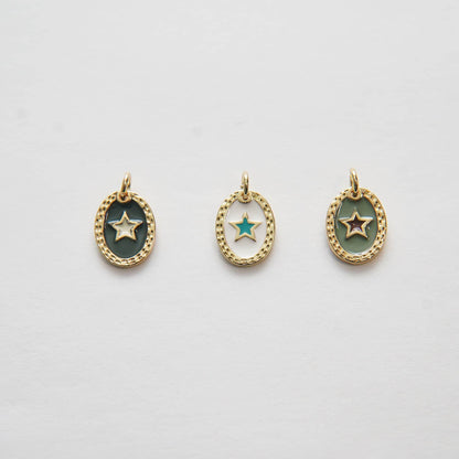 18K Gold Filled Enamel Star Charm Pendant for Jewelry Making