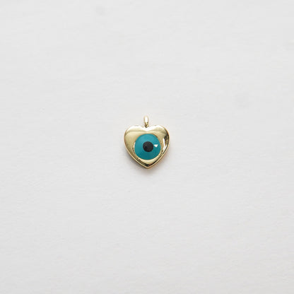 Gold Heart Charms,18K Gold Filled Evil Eye Pendant,Silver Evil eye Charm Bracelet Necklace for DIY Jewelry Making Supply