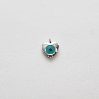 Gold Heart Charms,18K Gold Filled Evil Eye Pendant,Silver Evil eye Charm Bracelet Necklace for DIY Jewelry Making Supply