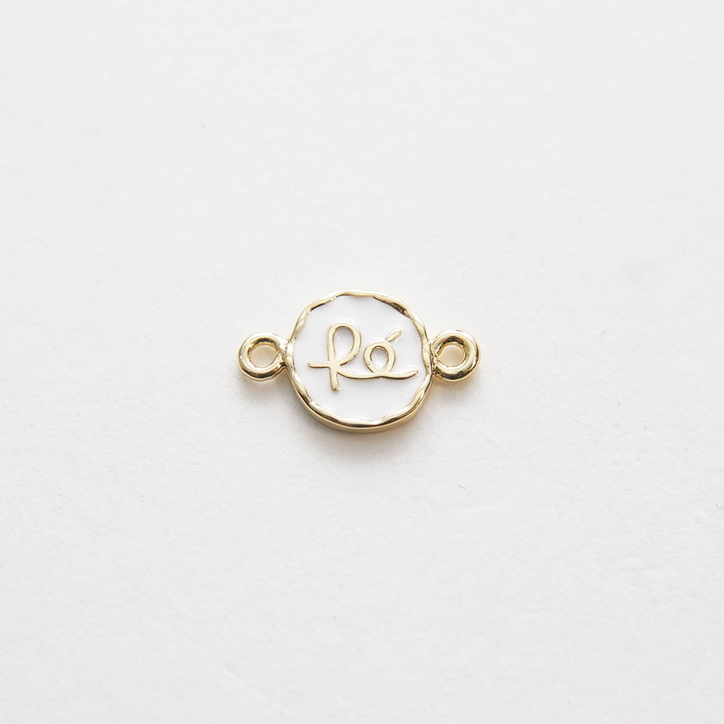 Gold Fe Charms,18K Gold Filled Round Connector Pendant,Enamel Charm Bracelet Necklace for DIY Jewelry Making Supply