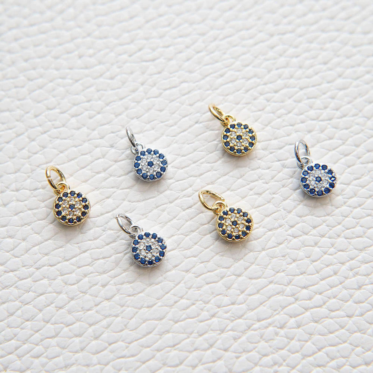 18K Gold Filled Evil Eye CZ Charm Pendant for Jewelry Making