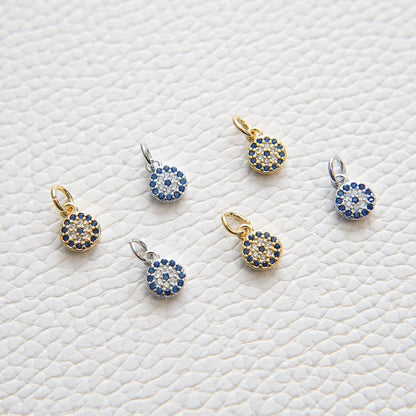 18K Gold Filled Evil Eye CZ Charm Pendant for Jewelry Making