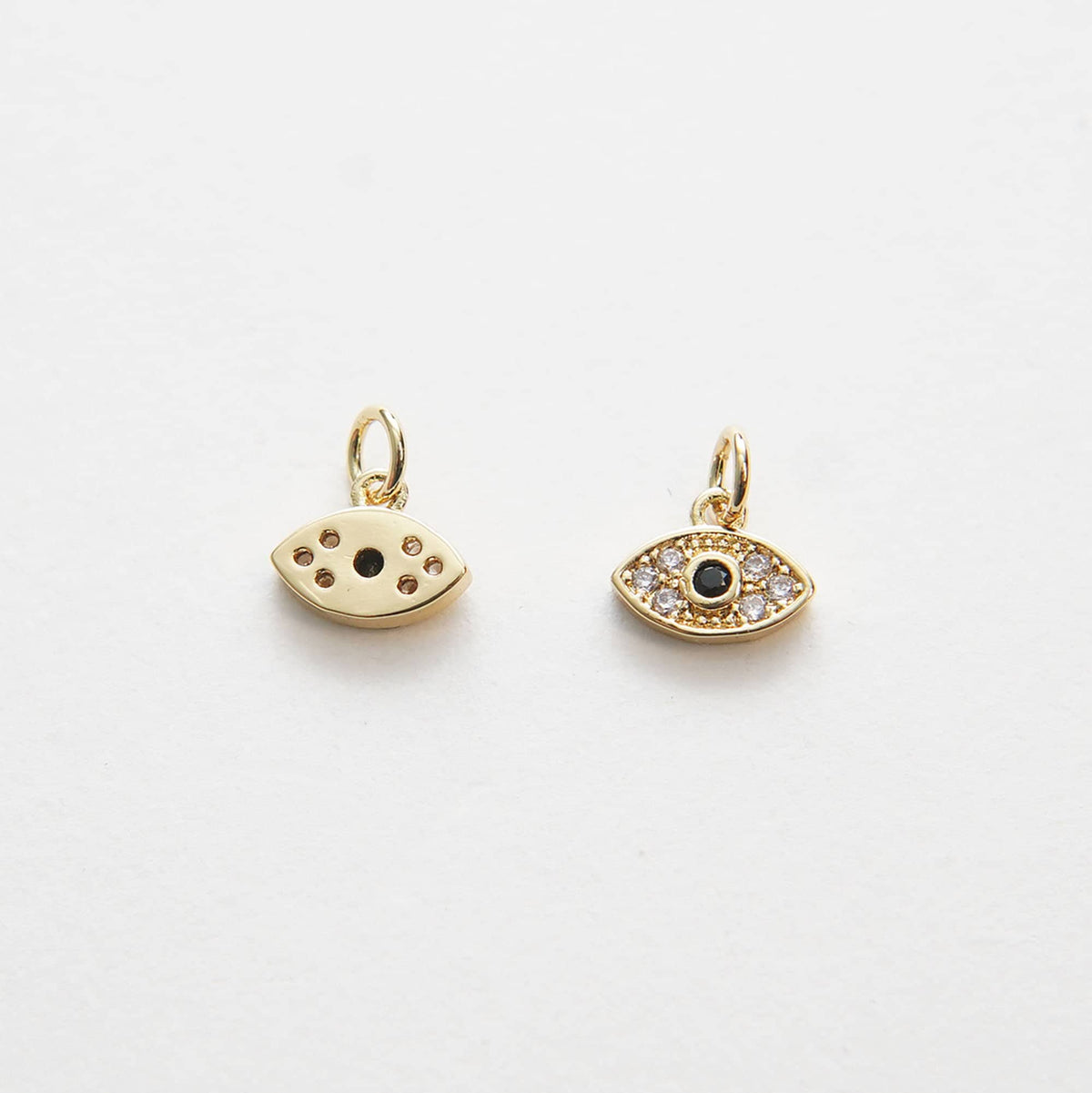 Gold Tiny amulet  Evil Eye Charms,18K Gold Filled Evil Eye Pendant,CZ Evil Eye Protect Charm Bracelet Necklace for DIY Jewelr