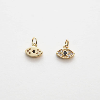 Gold Tiny amulet  Evil Eye Charms,18K Gold Filled Evil Eye Pendant,CZ Evil Eye Protect Charm Bracelet Necklace for DIY Jewelr
