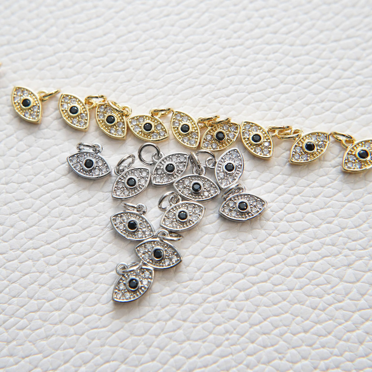 Gold Tiny amulet  Evil Eye Charms,18K Gold Filled Evil Eye Pendant,CZ Evil Eye Protect Charm Bracelet Necklace for DIY Jewelr