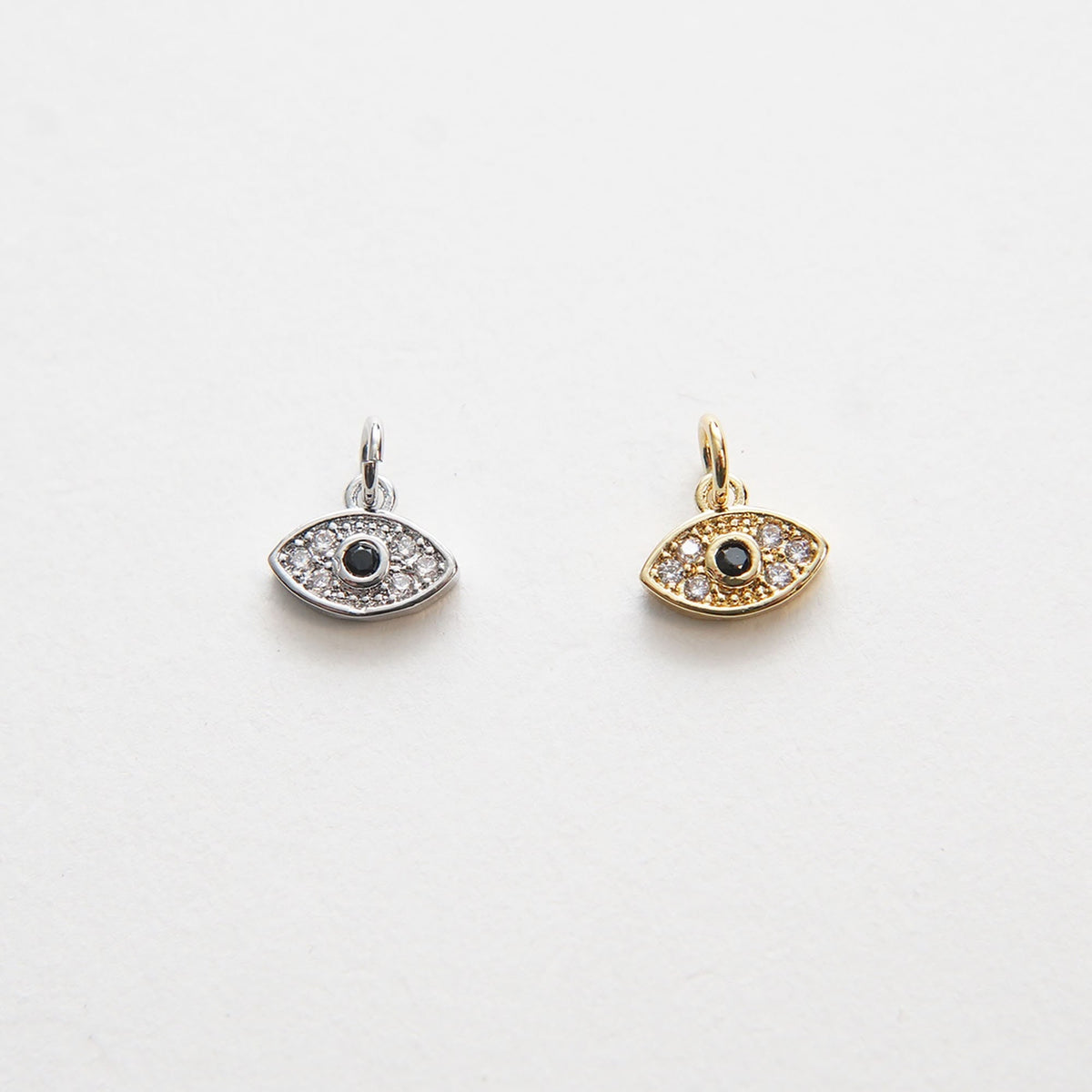 Gold Tiny amulet  Evil Eye Charms,18K Gold Filled Evil Eye Pendant,CZ Evil Eye Protect Charm Bracelet Necklace for DIY Jewelr