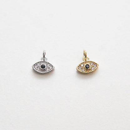 Gold Tiny amulet  Evil Eye Charms,18K Gold Filled Evil Eye Pendant,CZ Evil Eye Protect Charm Bracelet Necklace for DIY Jewelr