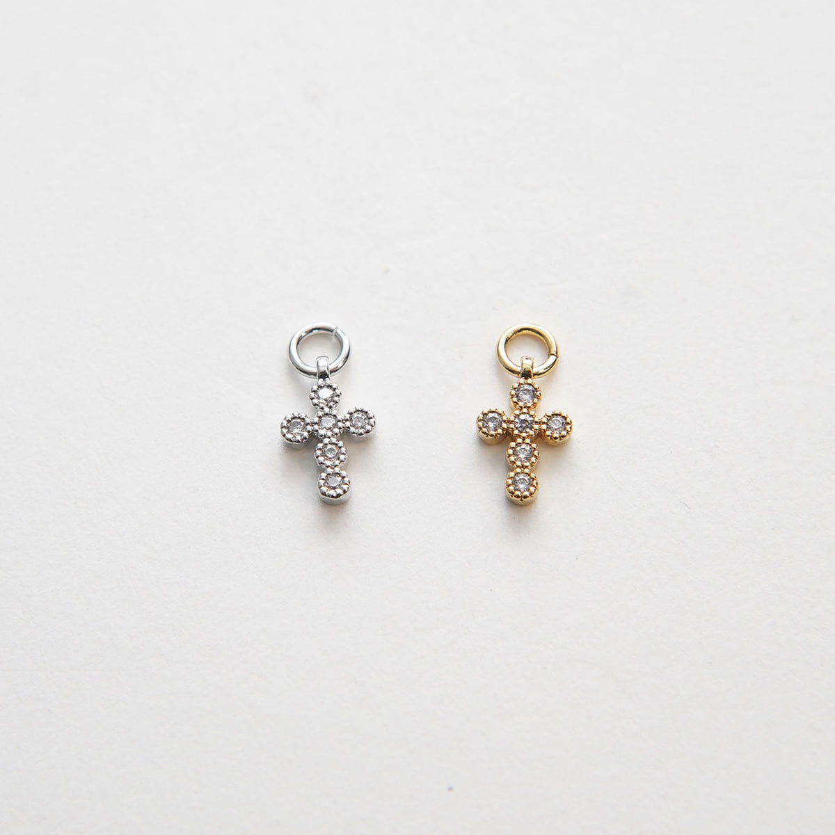18K Gold Filled Cubic Zirconia Cross Charm Pendant for Jewelry Making