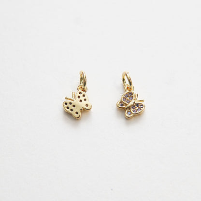 Gold Butterfly Charms,18K Gold Filled Butterfly Pendant,CZ Micro Pave Butterfly Charm Bracelet Necklace for DIY Jewelry Makin