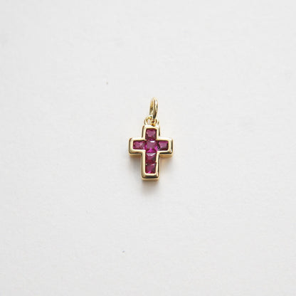 Gold Cross Charms,18K Gold Filled Cross Pendant,CZ Micro Pave Protect Religious Charm Bracelet Necklace for DIY Jewelry Makin