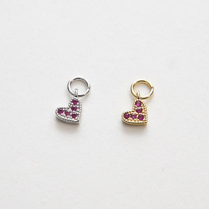 18K Gold Filled Heart CZ Charm Pendant for Jewelry Making