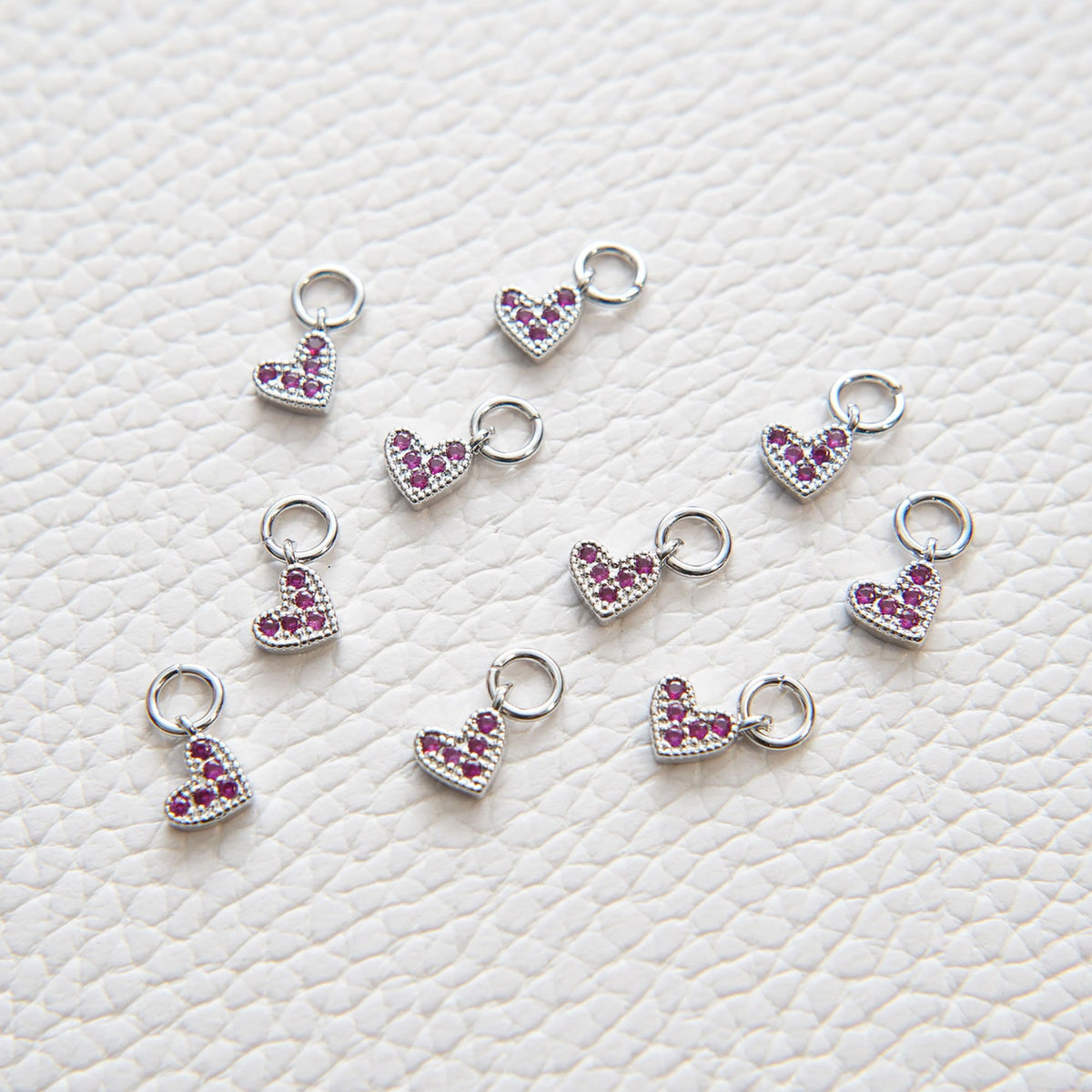 Gold Tiny Red Heart Charms,18K Gold Filled Heart Pendant,CZ Micro Pave Heart Charm Bracelet Necklace for DIY Jewelry Making S