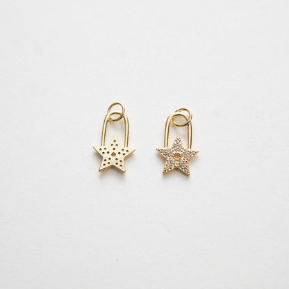 18K Gold Filled Star CZ Charm Pendant for Jewelry Making