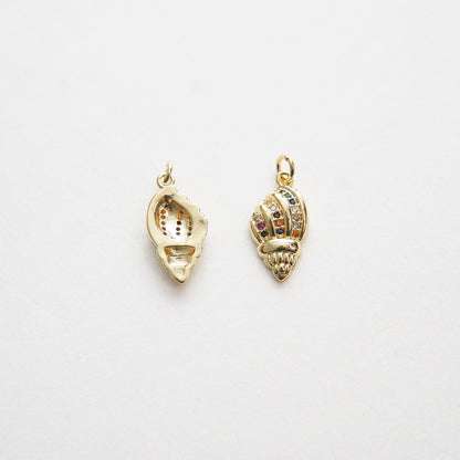 Gold Conch Charms,18K Gold Filled Conch Shell Pendant,Silver Conch Shell Charm Bracelet Necklace for DIY Jewelry Making Suppl