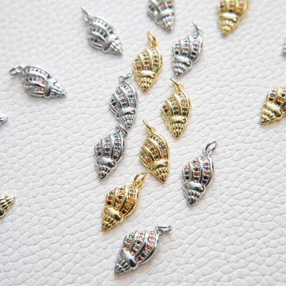 Gold Conch Charms,18K Gold Filled Conch Shell Pendant,Silver Conch Shell Charm Bracelet Necklace for DIY Jewelry Making Suppl