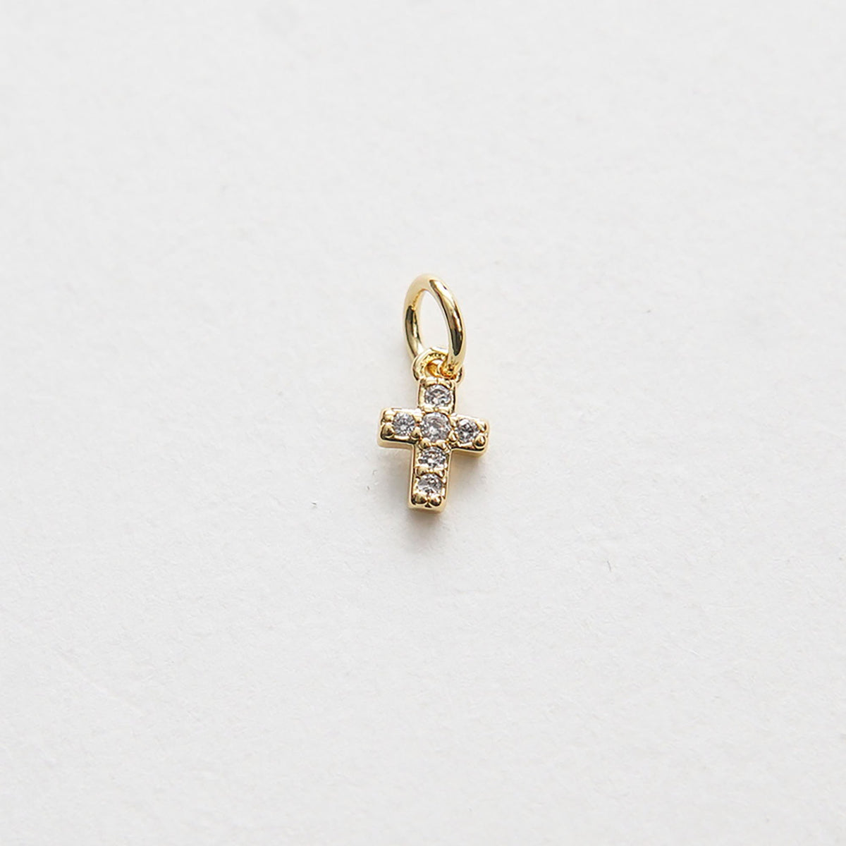 18K Gold Filled Cubic Zirconia Cross Charm Pendant for Jewelry Making