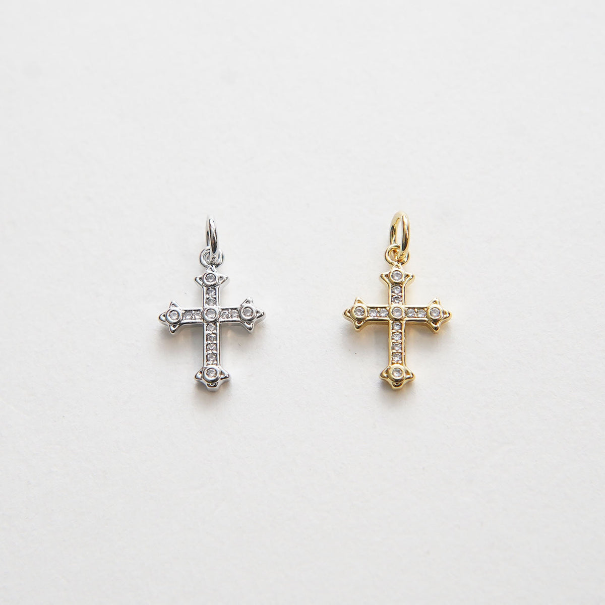 18K Gold Filled Cross CZ Charm Pendant for Jewelry Making