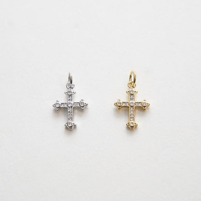18K Gold Filled Cross CZ Charm Pendant for Jewelry Making